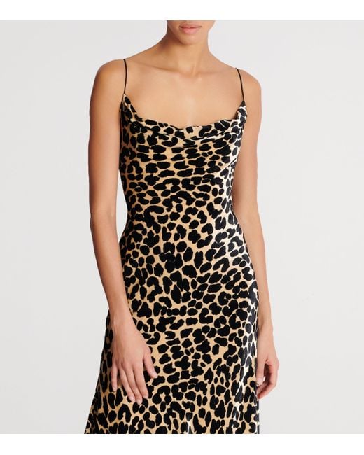 Balmain Natural Velvet Leopard Print Midi Dress