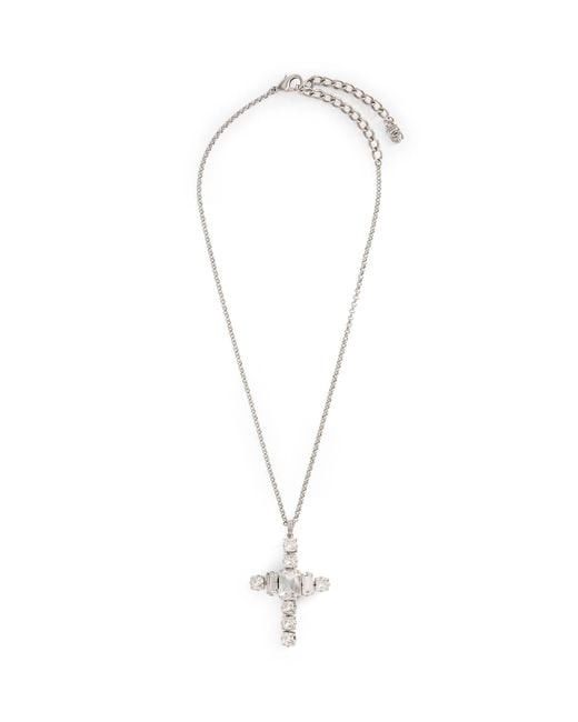 Dolce & Gabbana White Rhinestone Cross Necklace