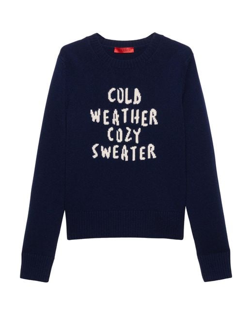 MAX&Co. Blue Wool-Cashmere Embroidered Sweater