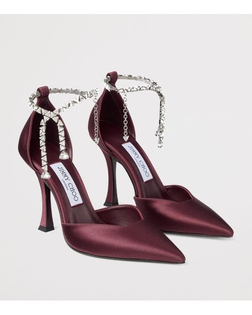 Jimmy Choo Purple Stevie 100 Satin Pumps