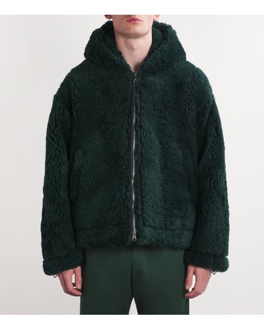 Cole Buxton Green Shearling Hooded Jacket for men