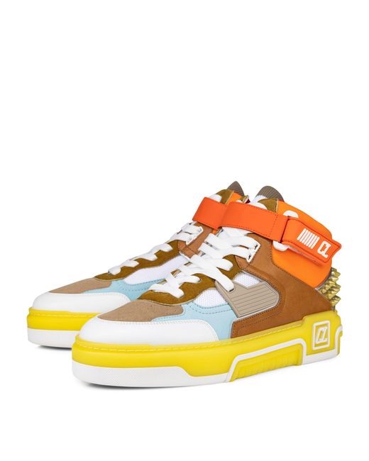 Christian Louboutin Yellow Astroloubi Leather Mid-top Trainers for men