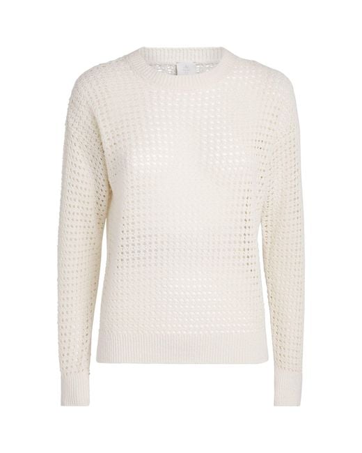 Eleventy White Silk Open-Knit Sweater