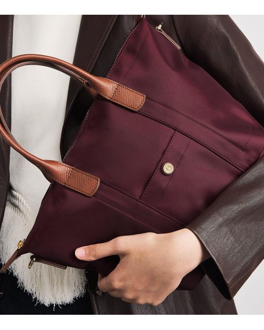 Harrods Purple Grab Nylon Tote Bag