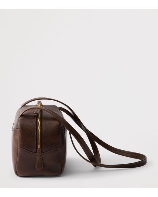 Prada Brown Mini Antique Leather Carry Top-Handle Bag