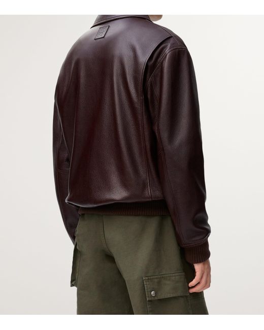 Loewe Black Leather Aviator Jacket for men