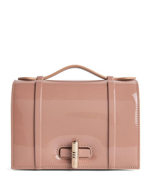 Malone Souliers Pink Small Patent Leather May Top-Handle Bag