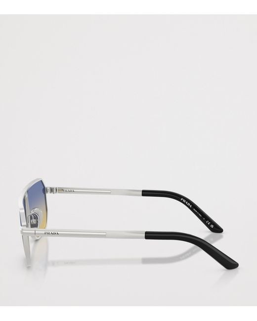Prada Blue Steel Pillow Sunglasses for men