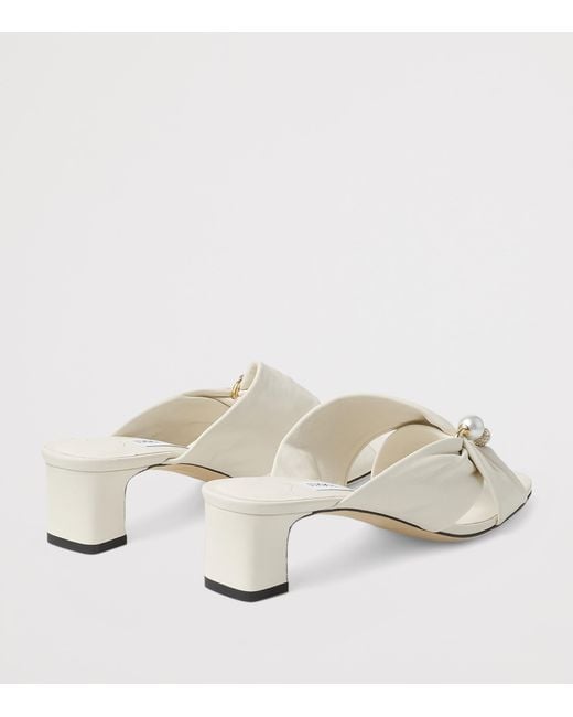 Jimmy Choo White Rafi 45 Leather Heeled Mules
