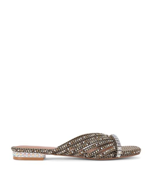 Kurt Geiger Natural Crystal Strap Mules