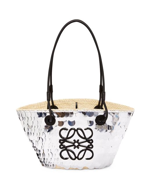 Loewe White X Paula's Ibiza Small Embellished Basket Bag