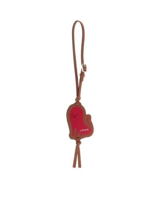Loewe Red Leather Tag Bag Charm