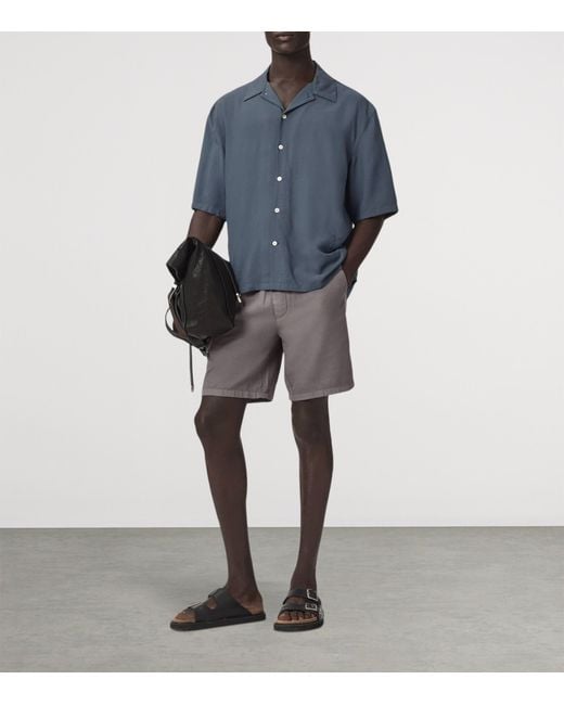 AllSaints Blue Purley Short-Sleeve Shirt for men