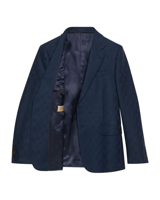 Gucci Blue Wool Gg 2-piece Suit for men