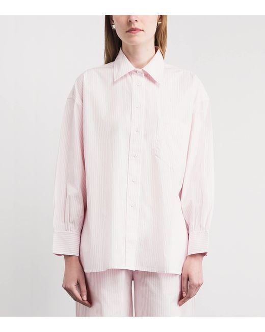 Suzie Kondi White Cotton Poplin Stripe Kappa Shirt