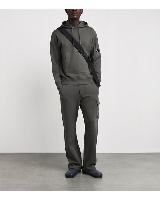 C P Company Gray Cotton Goggle-Pocket Hoodie for men