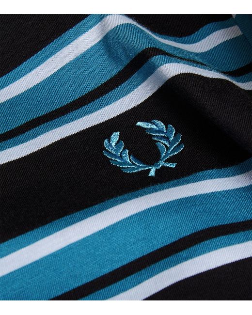 Fred Perry Blue Cotton Striped T-shirt for men