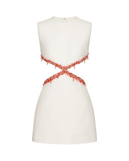 Valentino Garavani White Beaded Cut-out Mini Dress