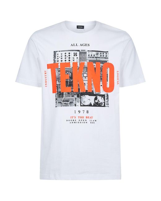 DIESEL White Tekno T-shirt for men