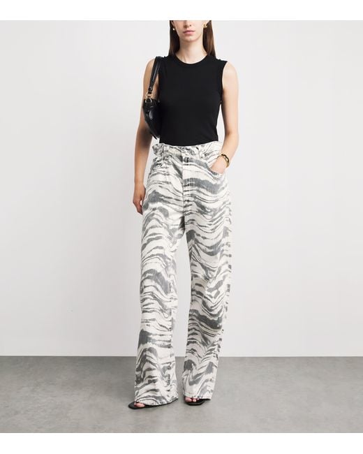 Agolde White Printed Lyonne Wide-Leg Jeans