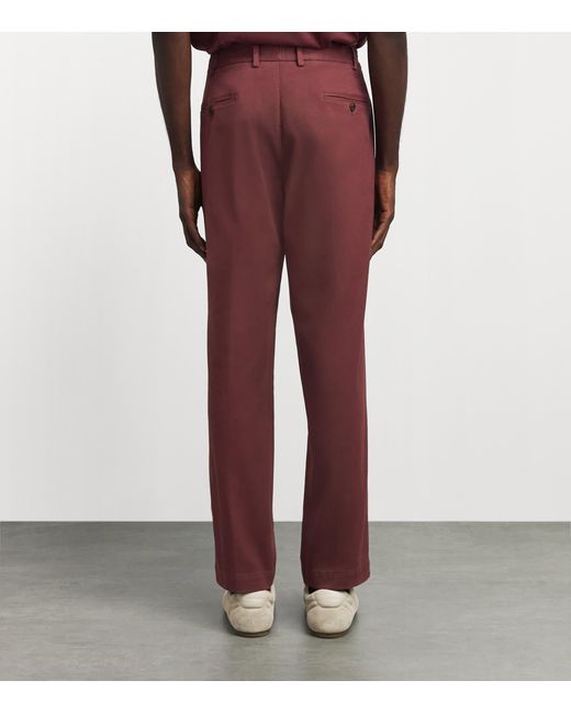 Colombo Red Pleated Straight Chinos for men