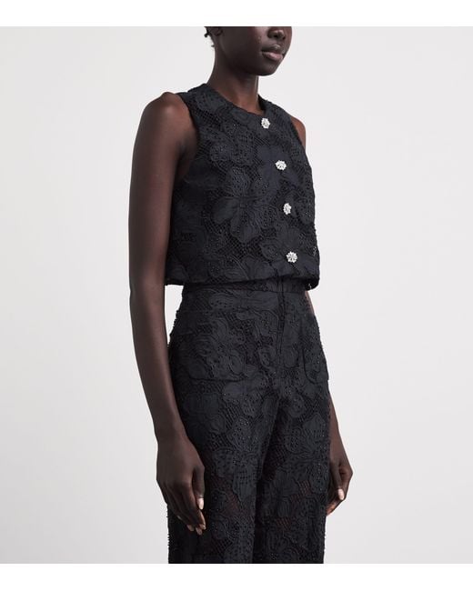 Sandro Black Embroidered Guipure Top