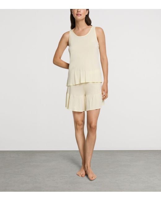 Hanro Natural Ruffle-Trim Isabella Pyjama Set