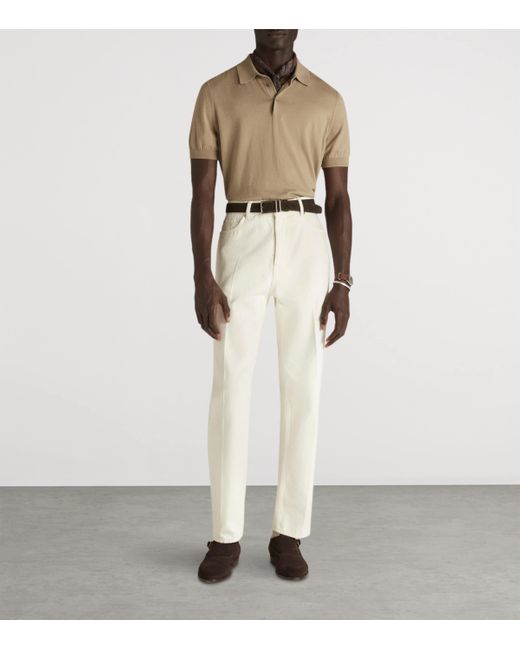 Dunhill White Sea Island Cotton Straight Jeans for men