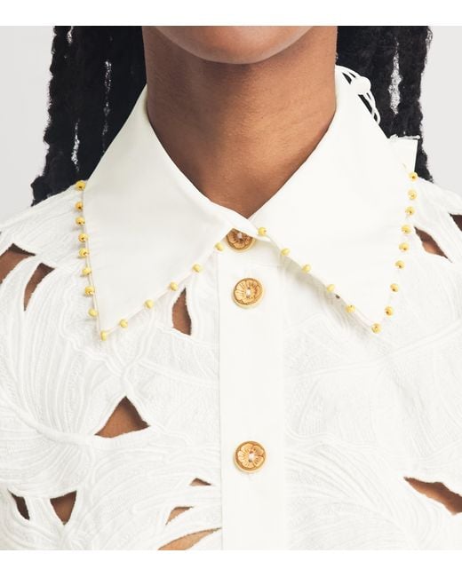 Zimmermann White Cotton Embroidered Mahon Shirt