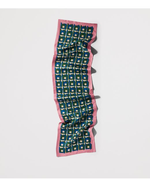 Miu Miu Blue Silk Printed Scarf