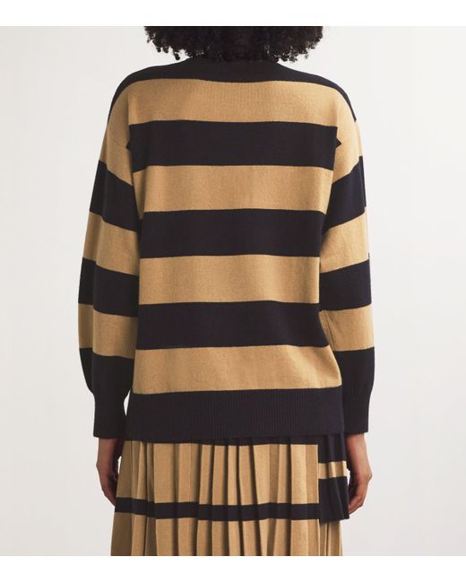 Max Mara Blue Wool-Cashmere Striped Sweater