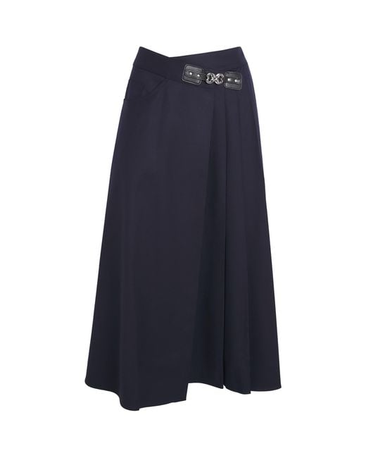 Maje Blue Wool-Blend Pleated Midi Skirt