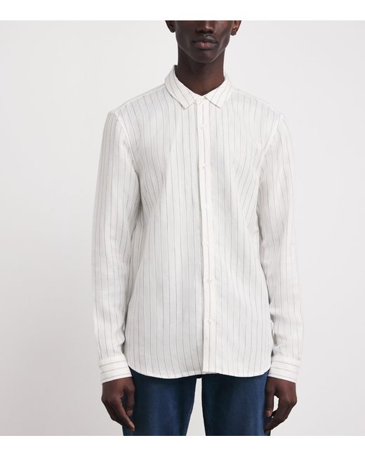 PAIGE White Linen-Blend Stripe Shirt for men