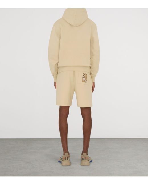 Burberry Natural Cotton Check Label Shorts for men