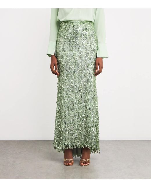 Alice + Olivia Green Sequinned Charity Maxi Skirt