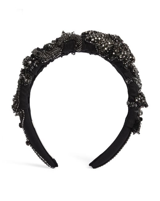 Jennifer Behr Black Beaded Scarlette Headband