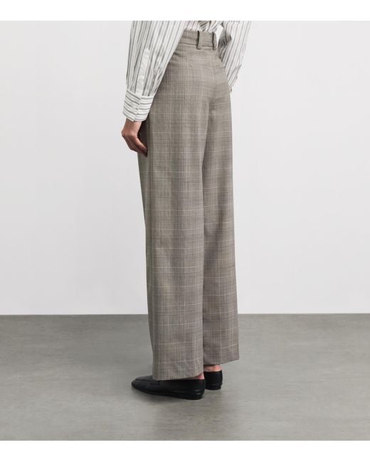 Maje Gray Wool-Blend Check Tailored Trousers
