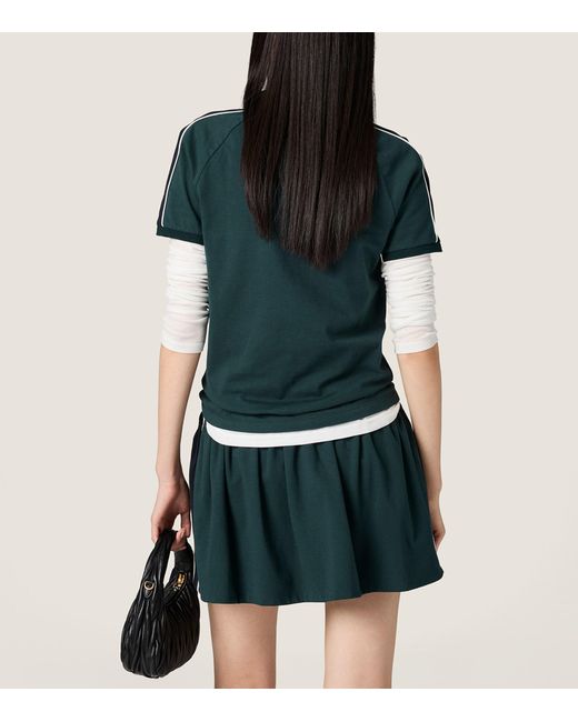 Miu Miu Green Cotton Jersey Polo Shirt