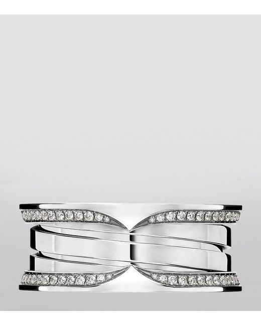 BVLGARI Metallic And Diamond B.Zero1 Three-Band Ring