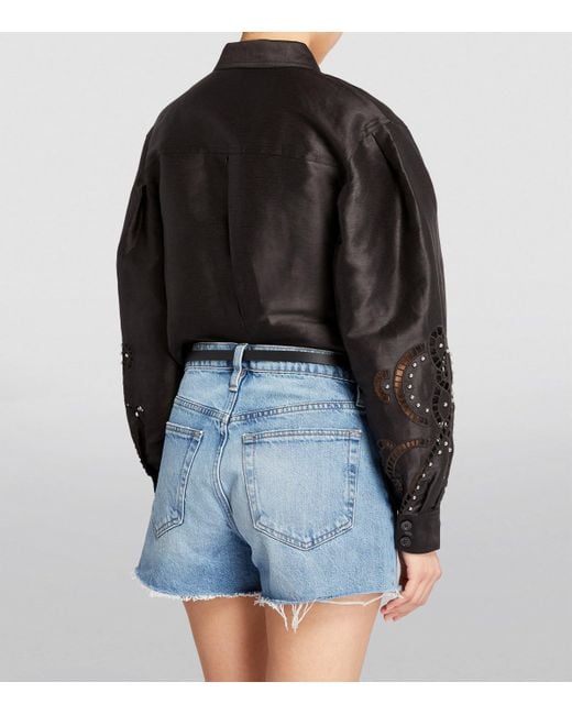 Maje Black Leather Logo Thin Belt