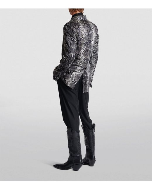 Balmain Gray Silk Snakeskin-effect Jacket for men
