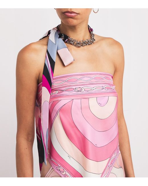 Emilio Pucci Pink Silk Onde Print Scarf Necklace