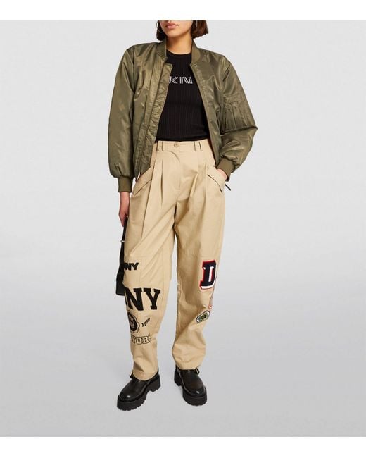 DKNY Natural Embroidered Patchwork Logo Trousers