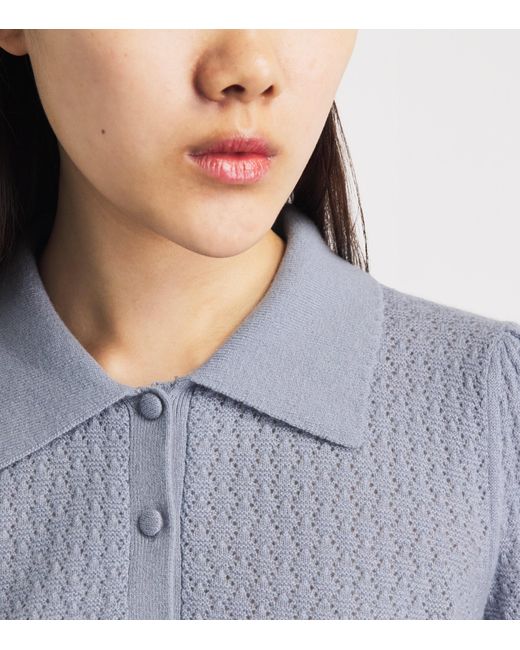 FRAME Blue Cashmere Honeycomb Sweater