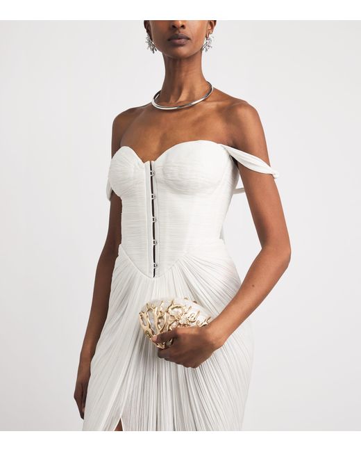 Maria Lucia Hohan White Silk Pleated Susie Maxi Dress