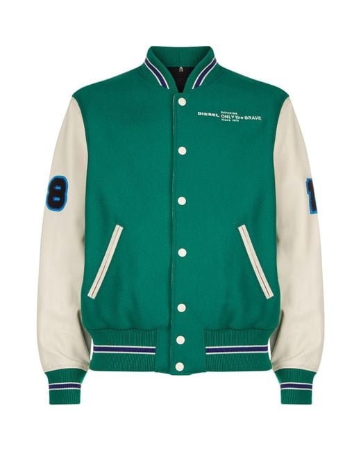 DIESEL Green L-harry Varsity Jacket for men