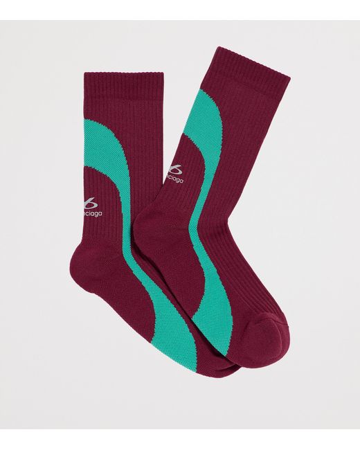 Balenciaga Red Wave Print Socks for men