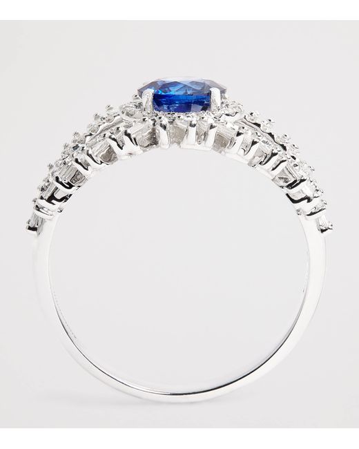 Suzanne Kalan White Diamond And Sapphire Milli Evil Eye Ring