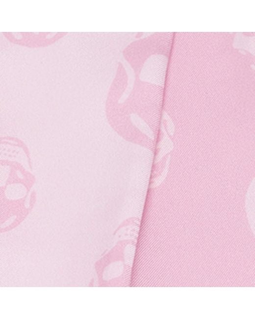 McQueen Pink Silk Skull Skinny Scarf
