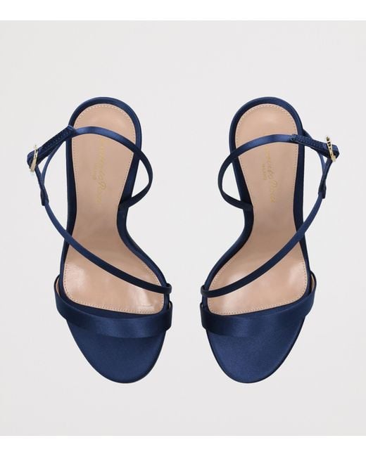 Gianvito Rossi Blue Satin Manhattan Heeled Sandals 95